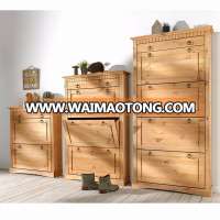 Natural pine unfinished eco-friendly french shoe drawers cabinet