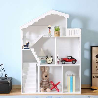 Children wooden furniture White Dollhouse bookcase for kids