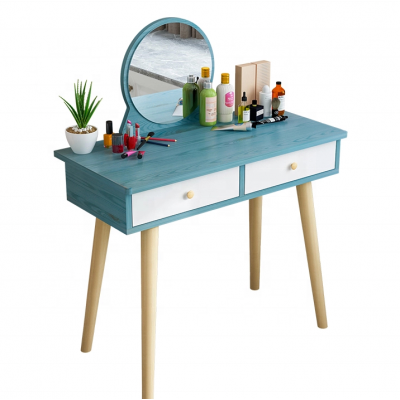 European modern simple wooden makeup table dressing table with mirror and stool in dressers with big storage bedroom furniture