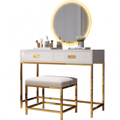 Modern Stainless Steel metal leg Frame high gloss stainless steel gold leg dressing table makeup table