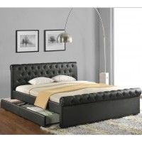 Chesterfield leather bed with drawer