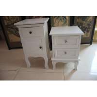 UEnjoy Shabby Chic Pair of Bedside Table Unit Wooden Cabinet 2 Drawers Nightstand Bedroom