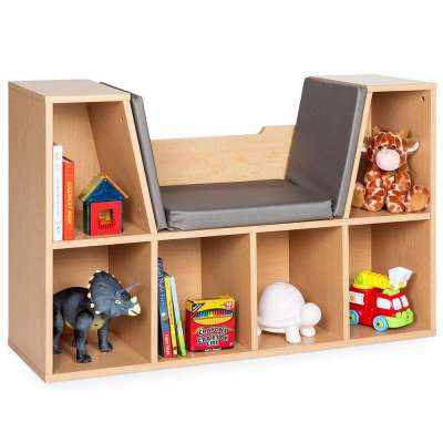 6-cubby children bedroom storage organizer kids bookcase with reading nook