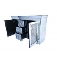 Good Quality Silver Sparkly Crushed Diamond Mirrored Livining Room Buffet Table Cabinet Big Console Table