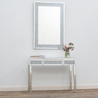 High quality modern sparkly crushed diamond 3 drawer mirrored dressing table